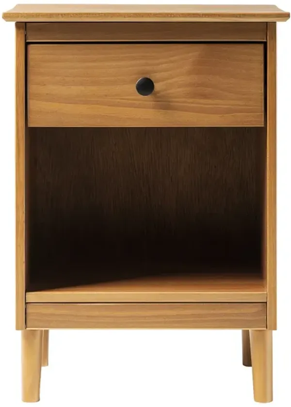 Streamdale Classic 1-Drawer Solid Wood Nightstand with Cubby - Caramel