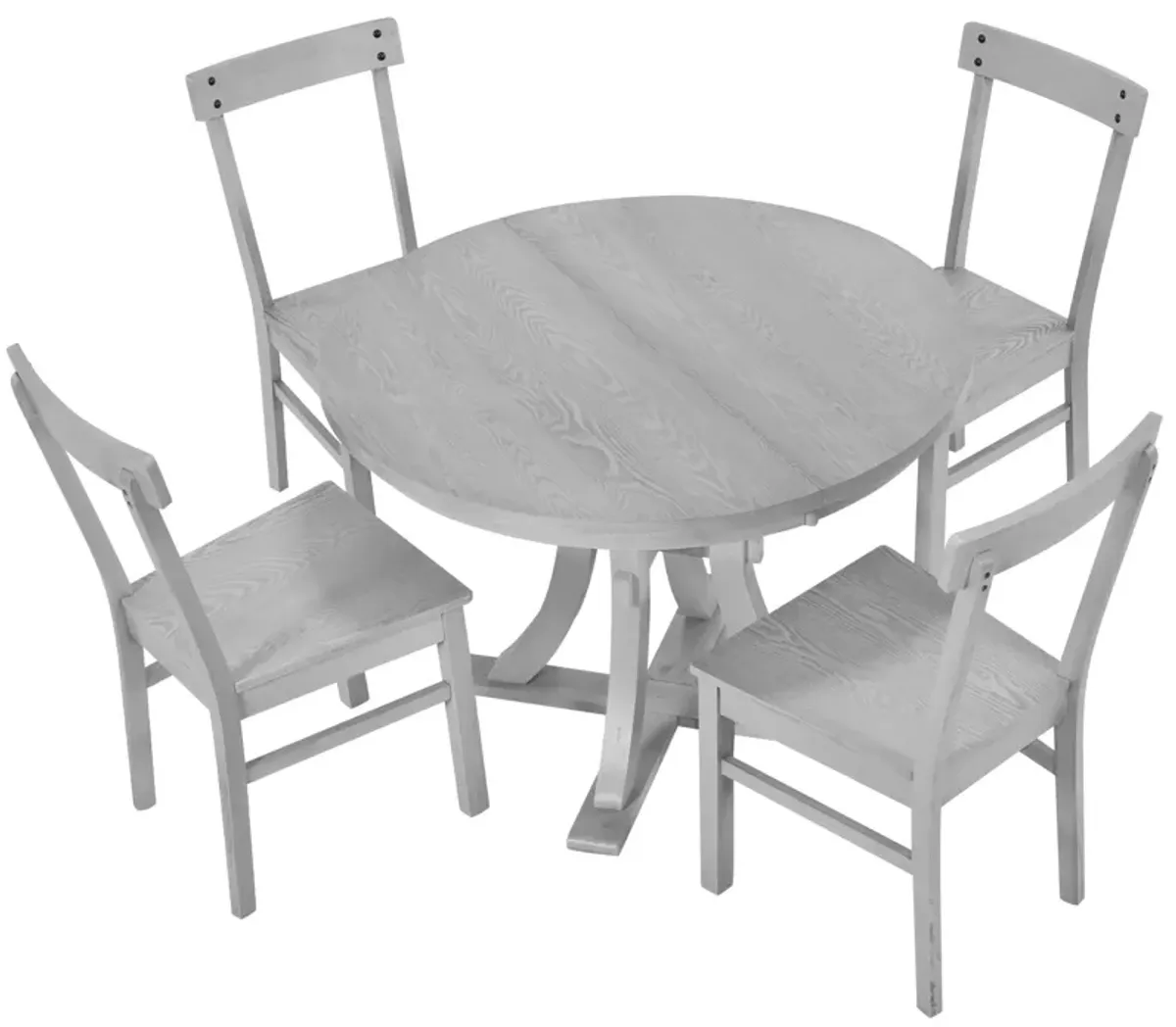 Merax 5-Piece Rustic Round Pedestal Extendable Dining Table Set