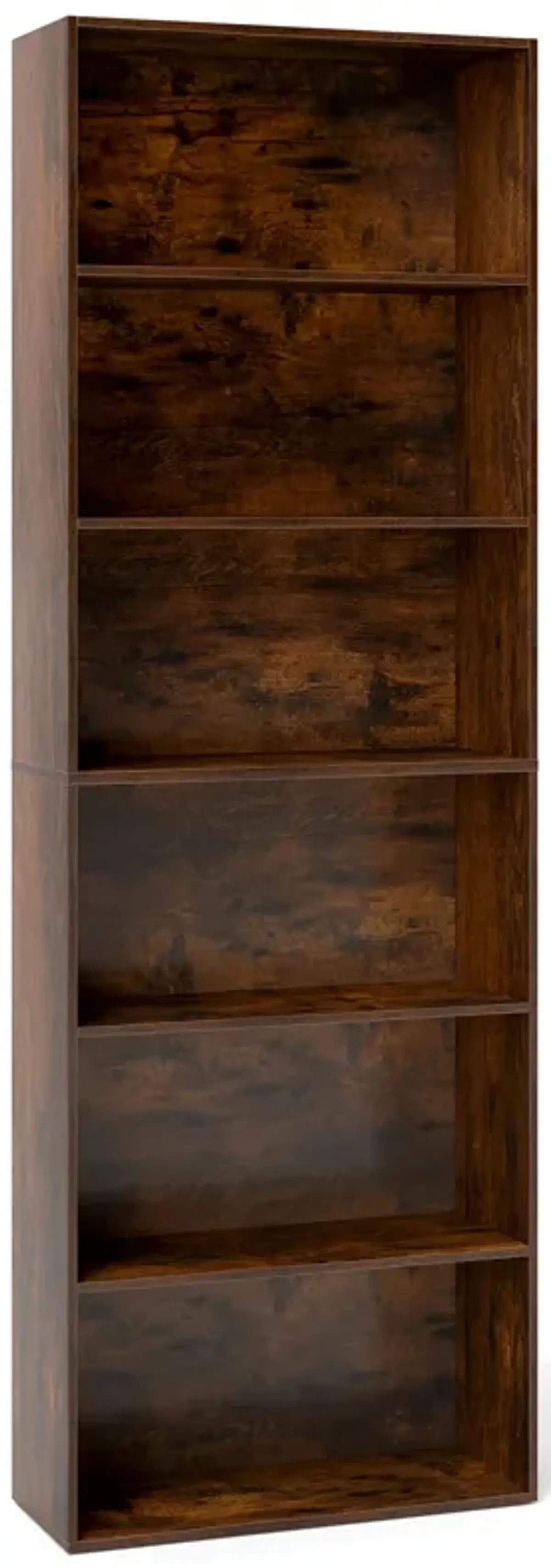 Freestanding 6-Tier Bookcase with Open Storage and Anti-Tip Protection