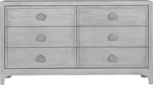 Boho Chic Six-Drawer Dresser in Washed White
