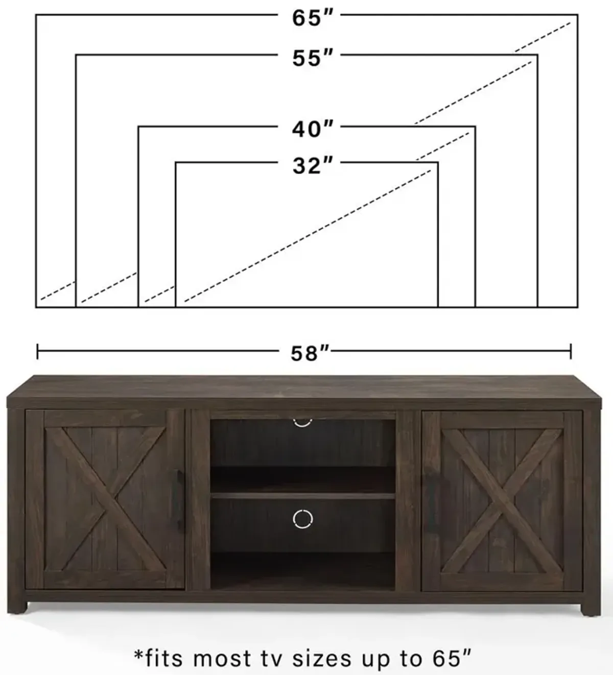 Gordon 58" Low Profile Tv Stand Dark Walnut