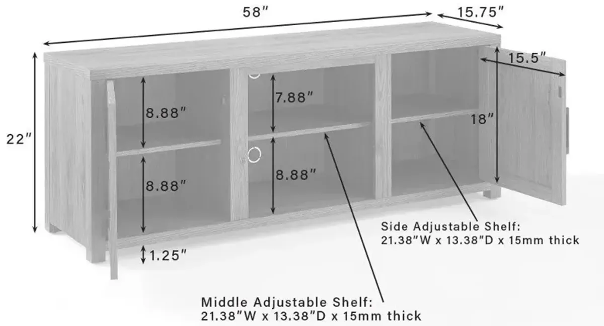 Gordon 58" Low Profile Tv Stand Dark Walnut