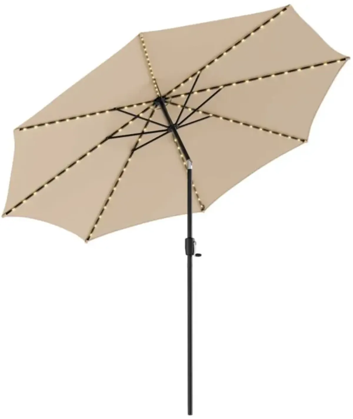 Hivvago 10 Feet Patio Umbrella with 112 Solar Lights and Crank Handle