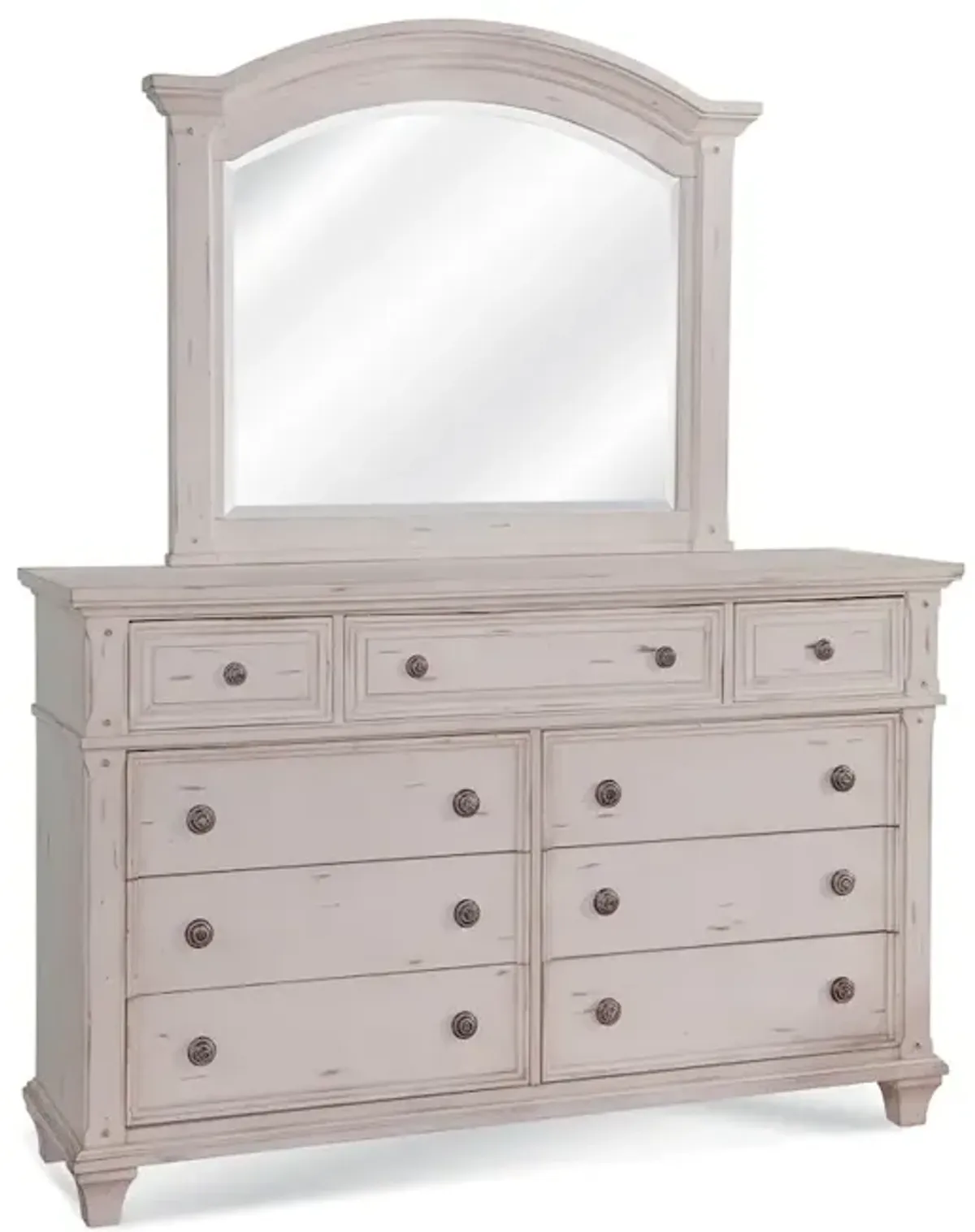 American Woodcrafters Sedona Dresser with Mirror - Cobblestone White