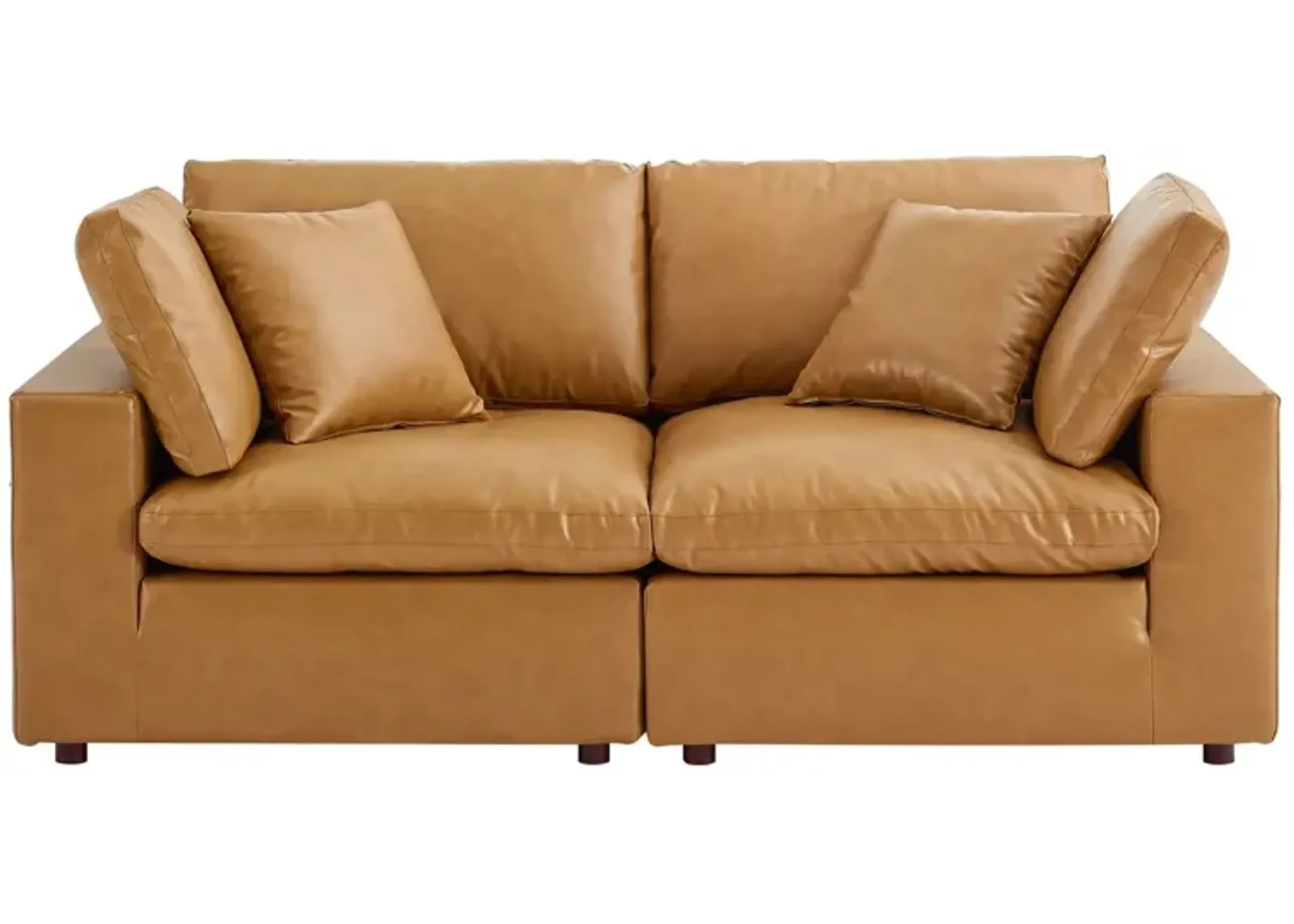 Commix Down Filled Overstuffed Vegan Leather Loveseat