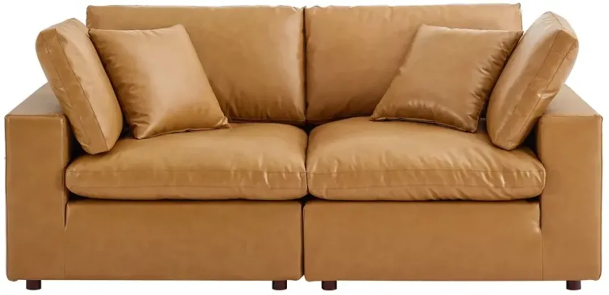 Commix Down Filled Overstuffed Vegan Leather Loveseat