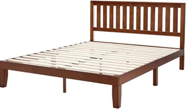 Mission Style Solid Wood Bed Frame Platform Design with Sturdy Headboard and Timeless Appeal