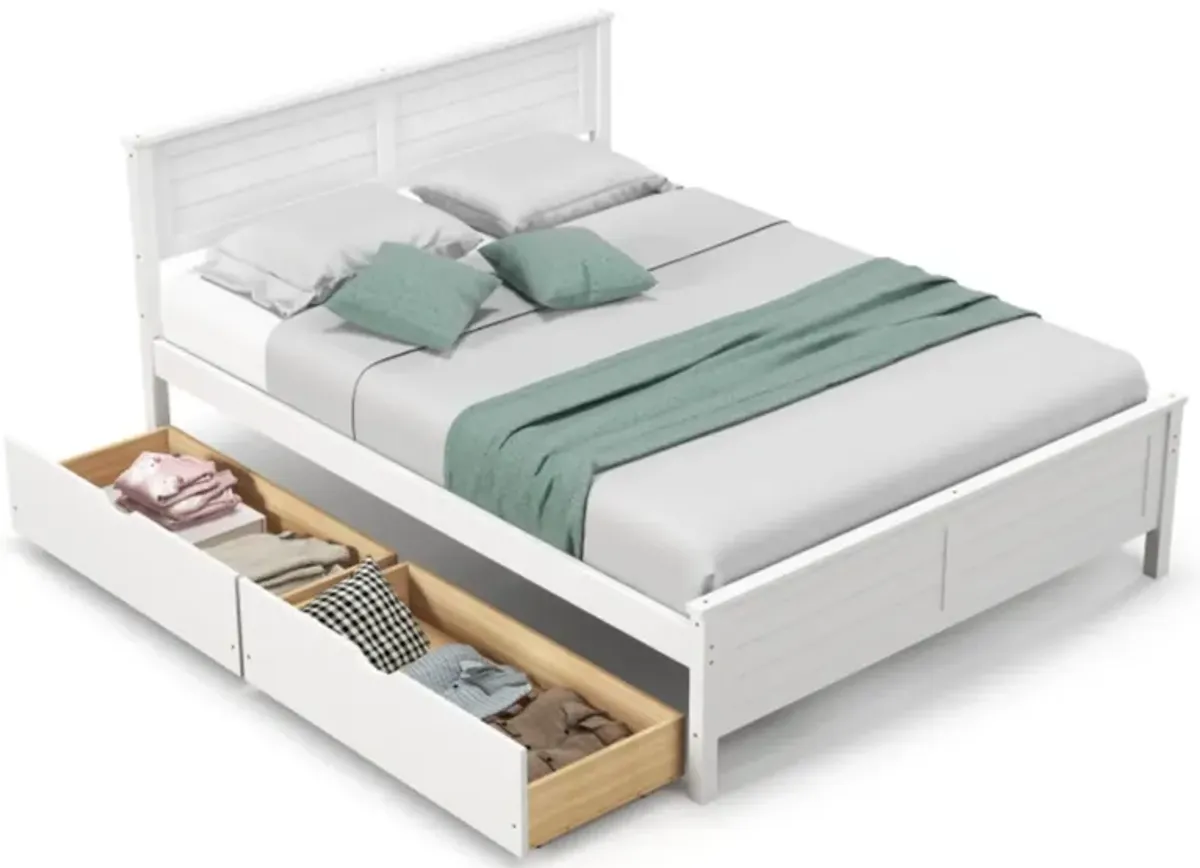 Hivvago Full Size Bed Frame with Storage Drawers and Solid Wood Headboard