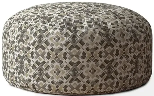 Hivvago 24" Beige Cotton Round Geometric Pouf Ottoman