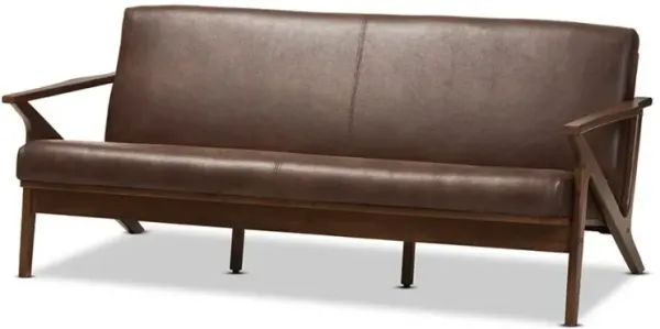 Baxton Studio Leather 3-Seater Sofa