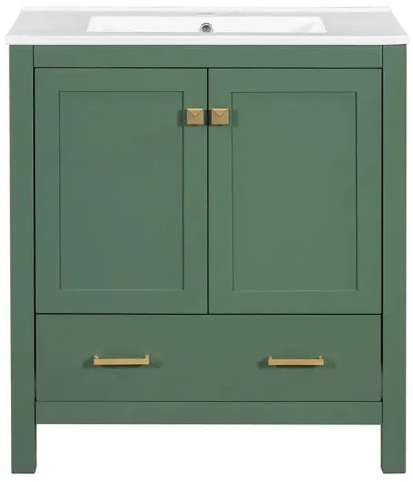 Whisen 30 in. Bathroom Storage Cabinet Bathroom Vanity with 2 Soft Closing Doors and Drawer