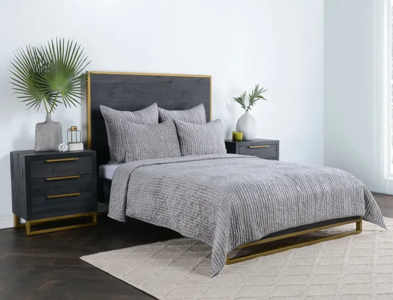 Bari Gray King Velvet Quilt