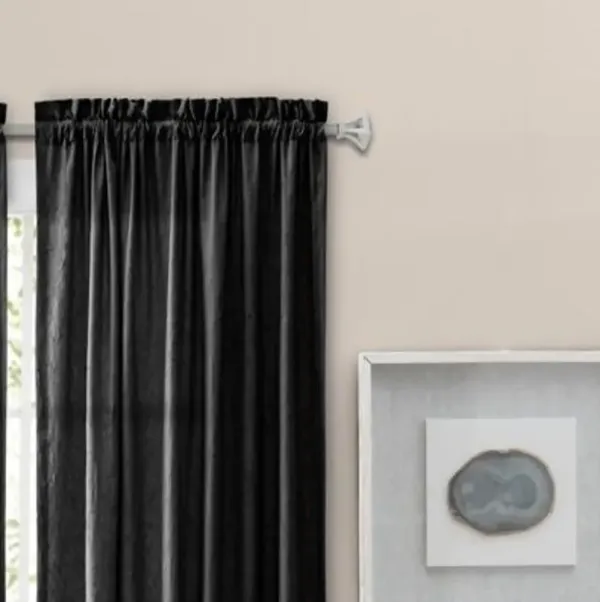 Ellis Curtain Portland Crushed Taffeta Rod Pocket Tailored Panel - 48x84", Black