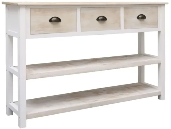 vidaXL Console Natural and White 45.3"x11.8"x29.9" Wood