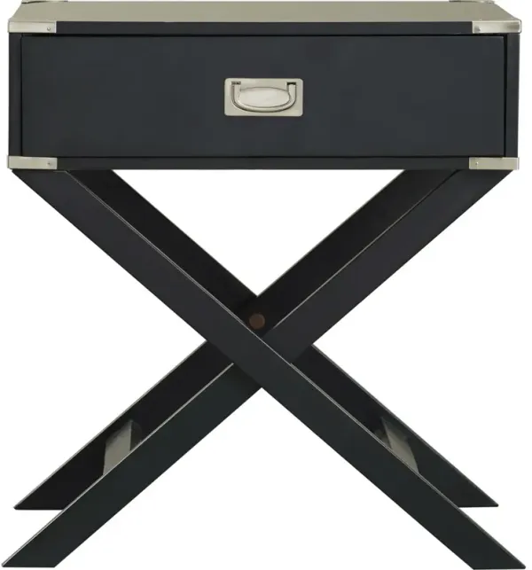 Modern 1-Drawer Nightstand with Cross-Leg Design for Bedroom or Living Room
