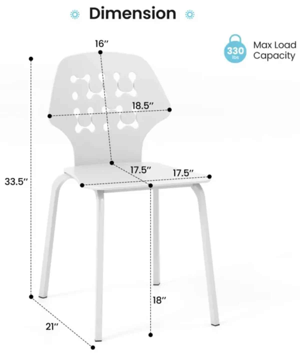 Hivvago Set of 4 Metal Dining Chair with Hollowed Backrest and Metal Legs