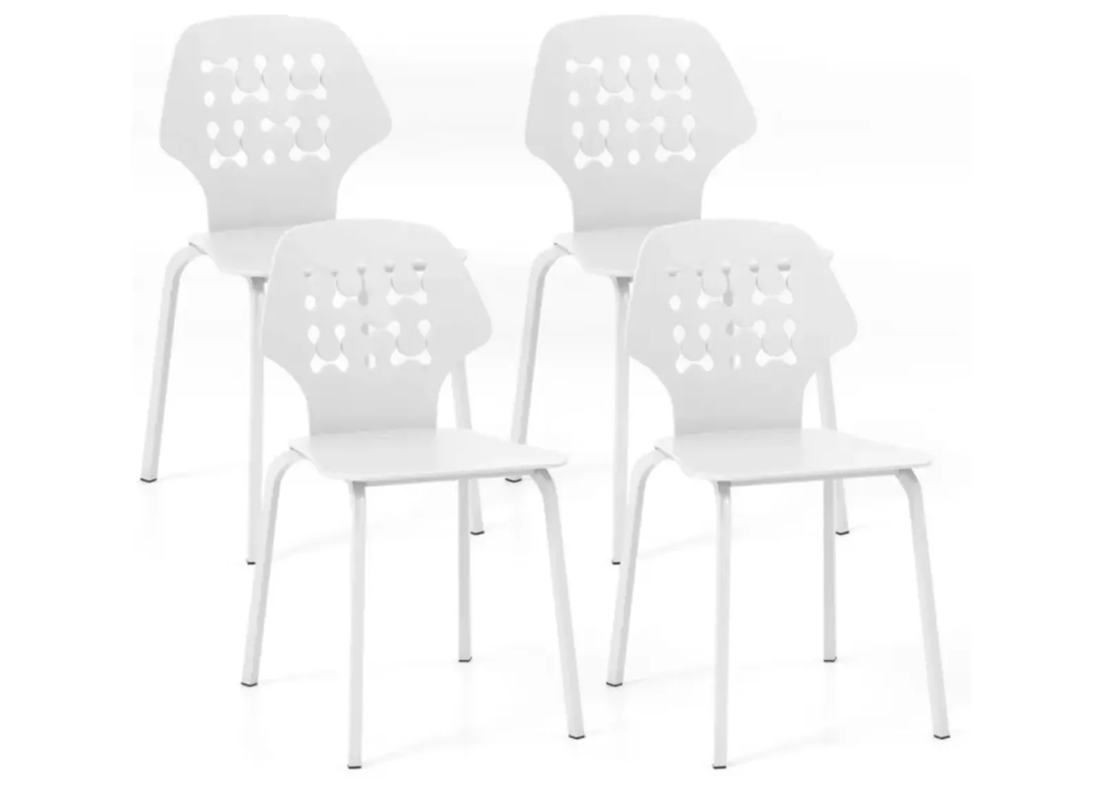 Hivvago Set of 4 Metal Dining Chair with Hollowed Backrest and Metal Legs