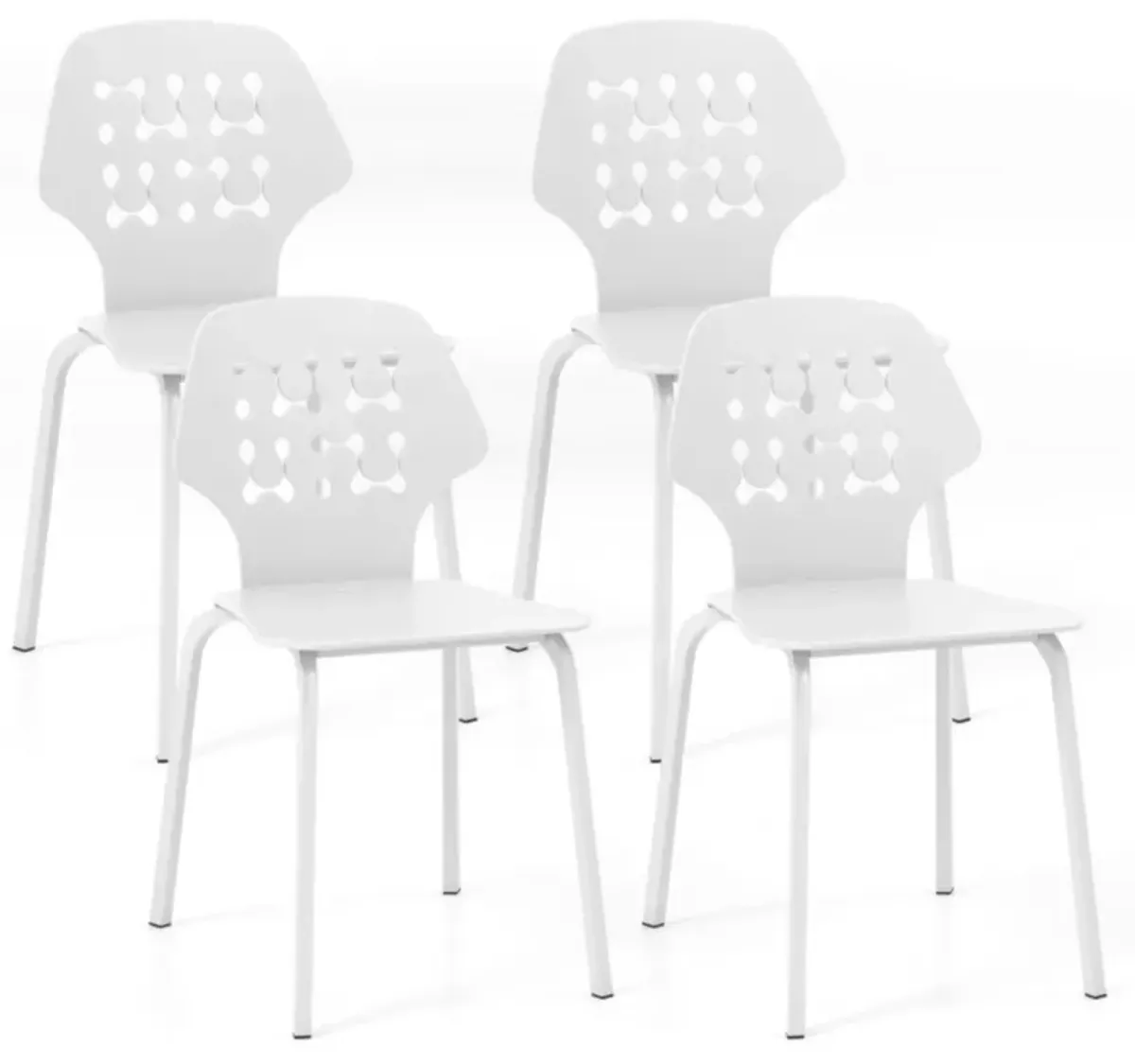 Hivvago Set of 4 Metal Dining Chair with Hollowed Backrest and Metal Legs