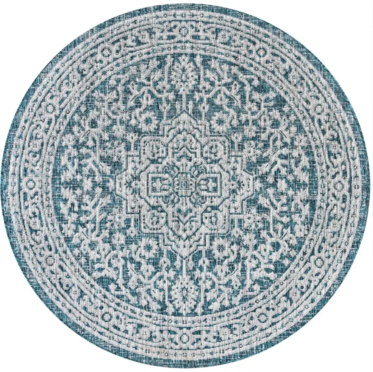 Sinjuri Medallion Textured Weave Indoor/Outdoor Area Rug