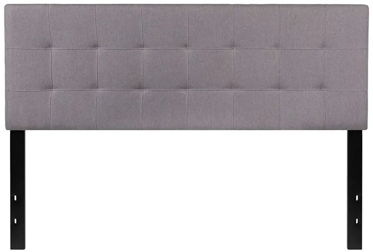 QuikFurn Queen size Modern Light Grey Fabric Upholstered Panel Headboard