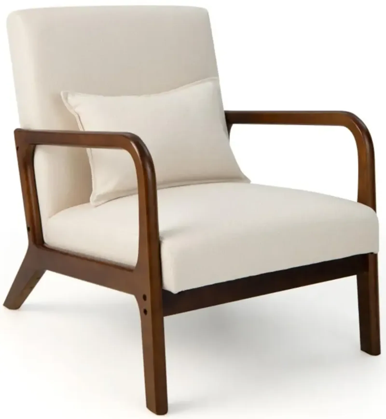 Hivvago Modern Accent Chair with Rubber Wood Frame and Lumbar Pillow