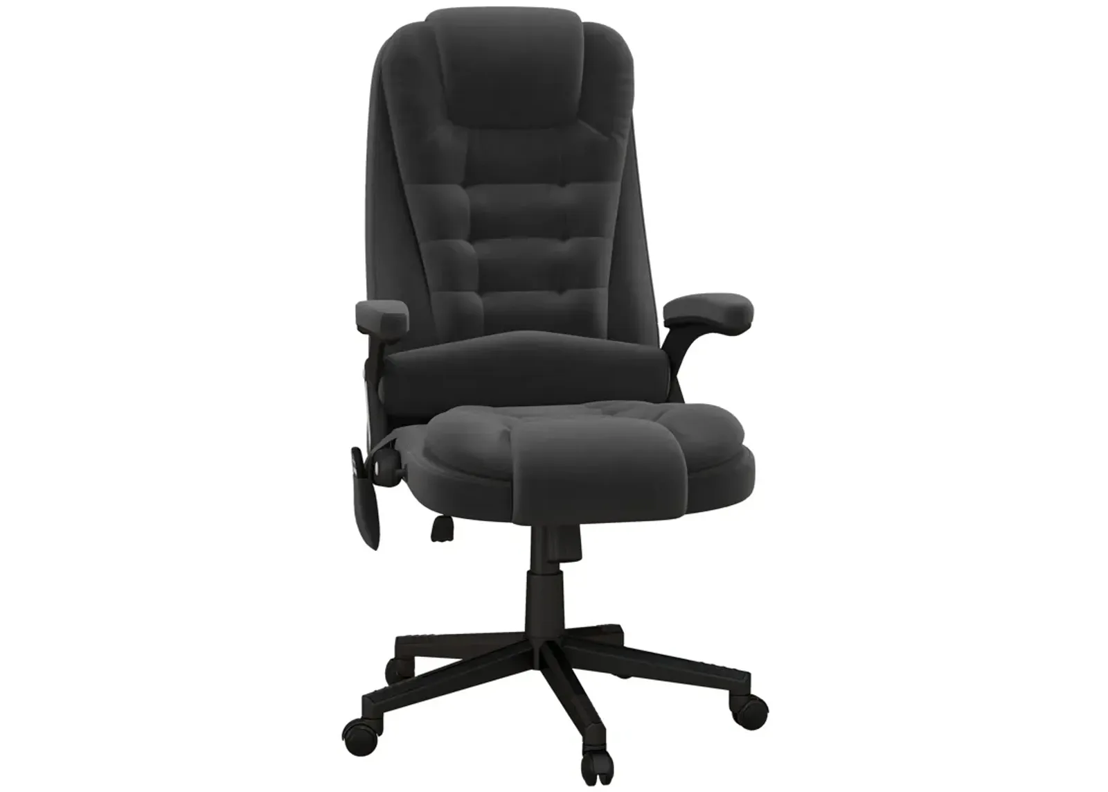 Black 6-Point Heated Massage Chair: Linen, High Back, Reclining