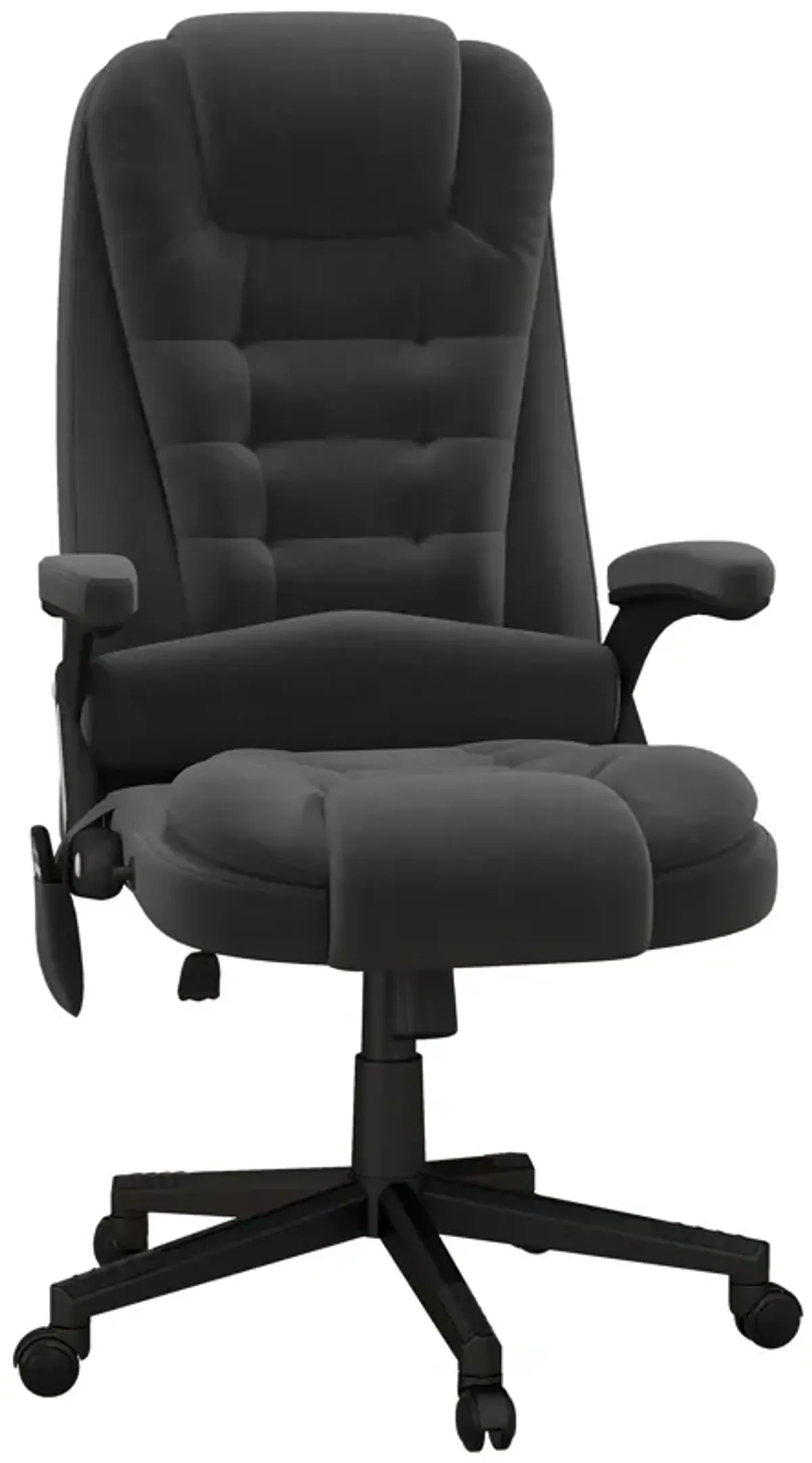 Black 6-Point Heated Massage Chair: Linen, High Back, Reclining