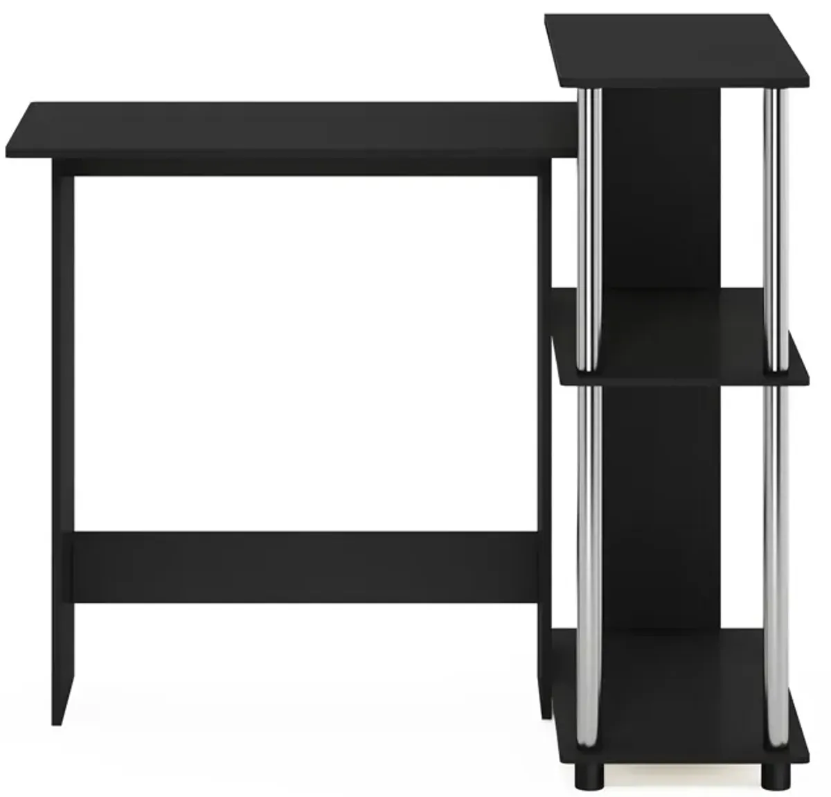 Furinno Furinno Abbott Corner Computer Desk with Bookshelf  Americano/Stainless Steel