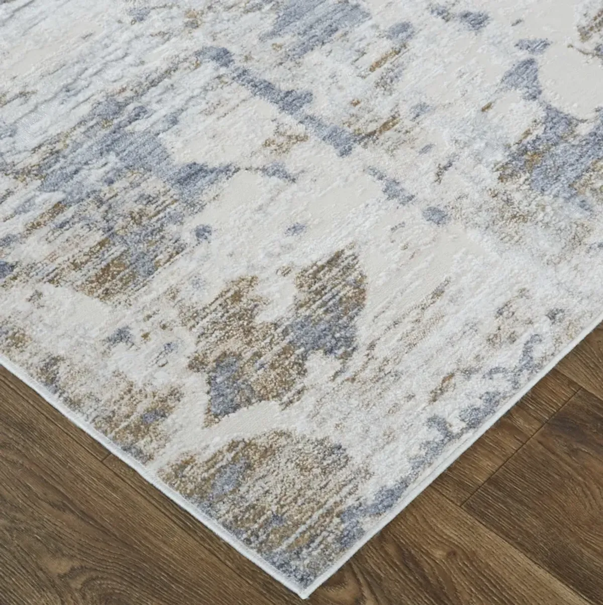 Laina 39GHF Ivory/Gray/Blue 3' x 12' Rug