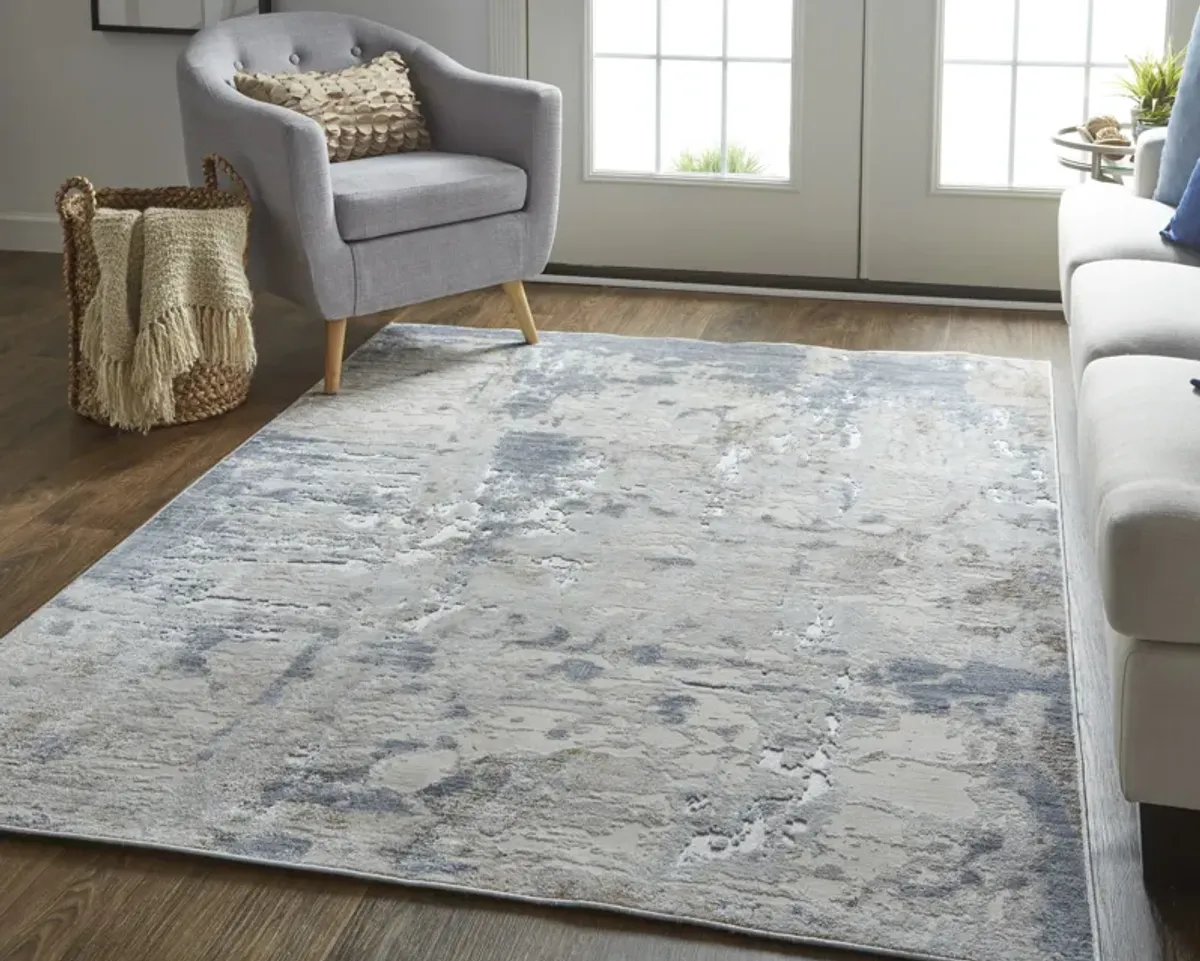 Laina 39GHF Ivory/Gray/Blue 3' x 12' Rug