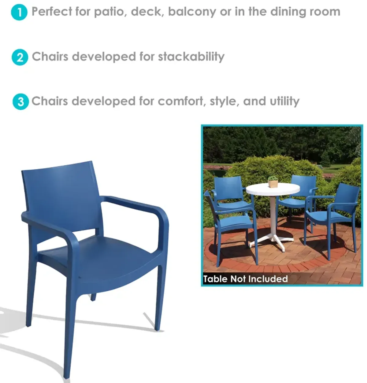 Sunnydaze Landon Plastic Patio Dining Armchair