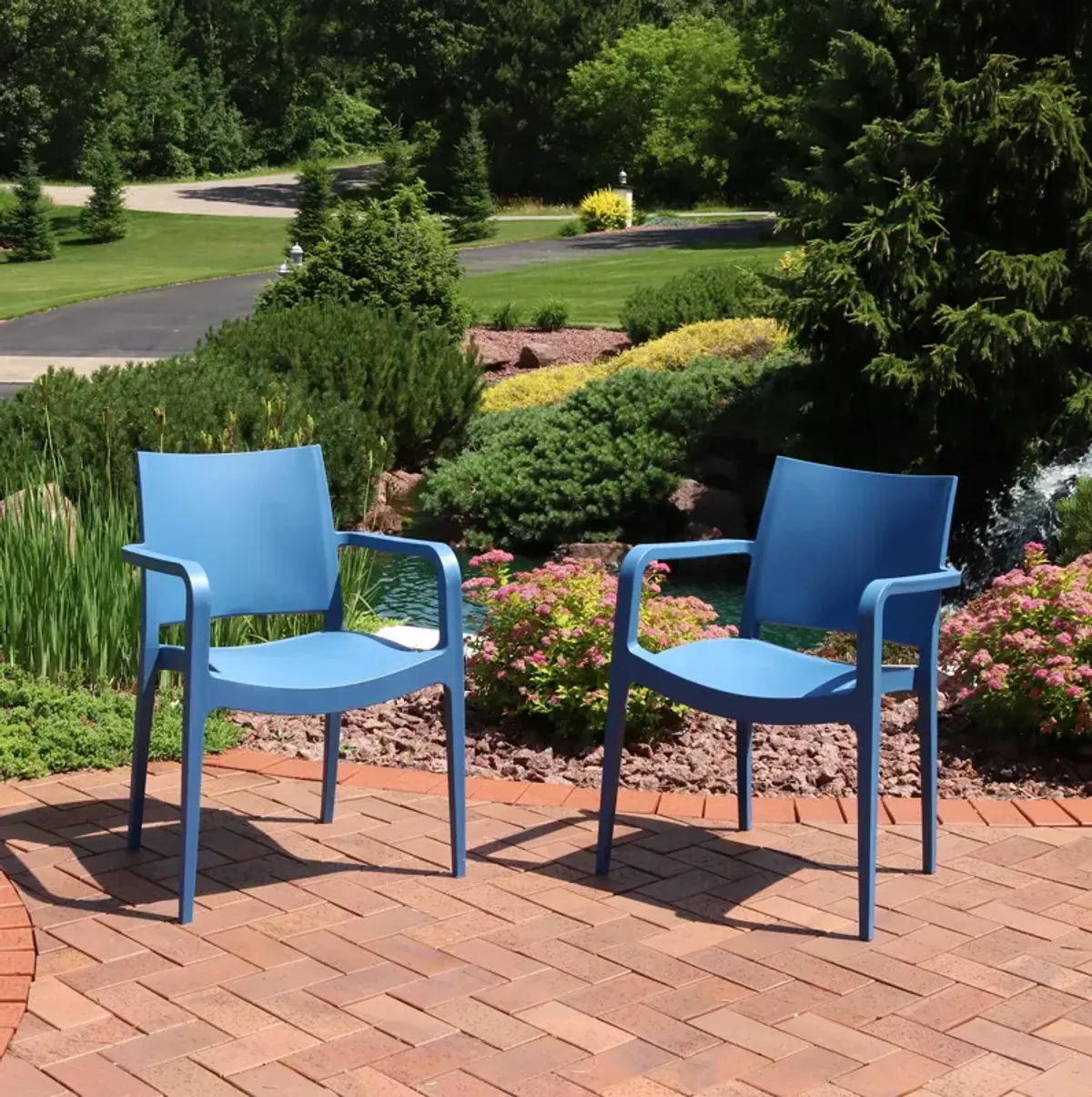 Sunnydaze Landon Plastic Patio Dining Armchair