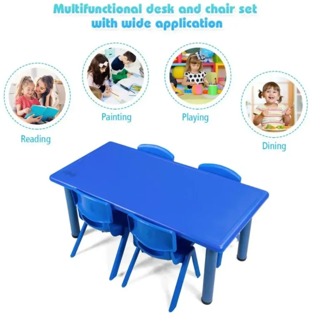 Hivvago Kids Plastic Rectangular Learn and Play Table