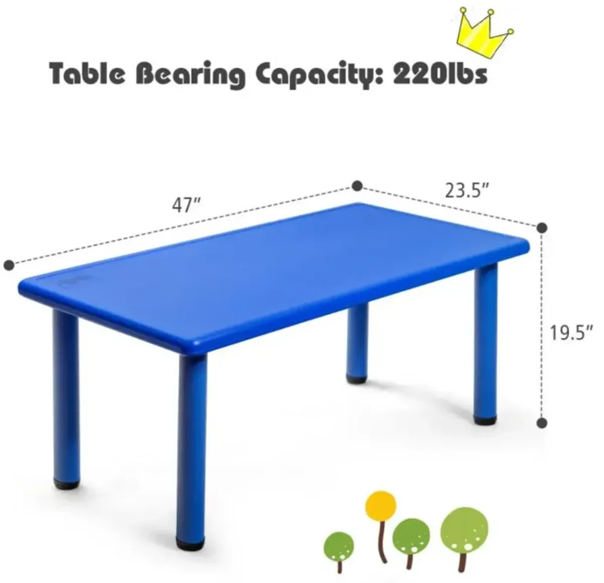 Hivvago Kids Plastic Rectangular Learn and Play Table