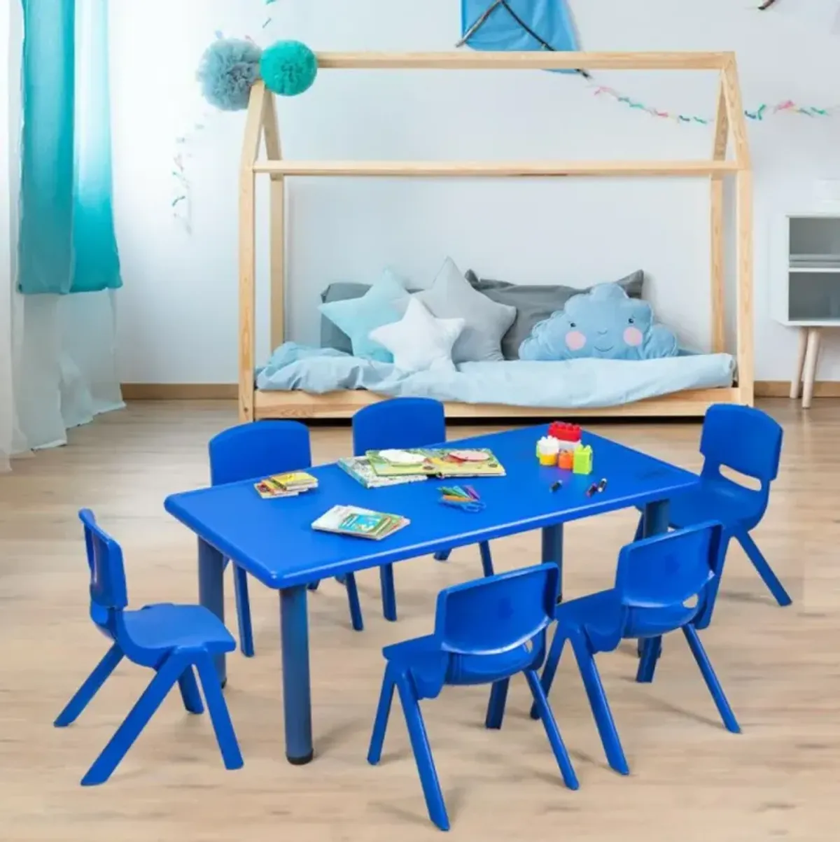 Hivvago Kids Plastic Rectangular Learn and Play Table