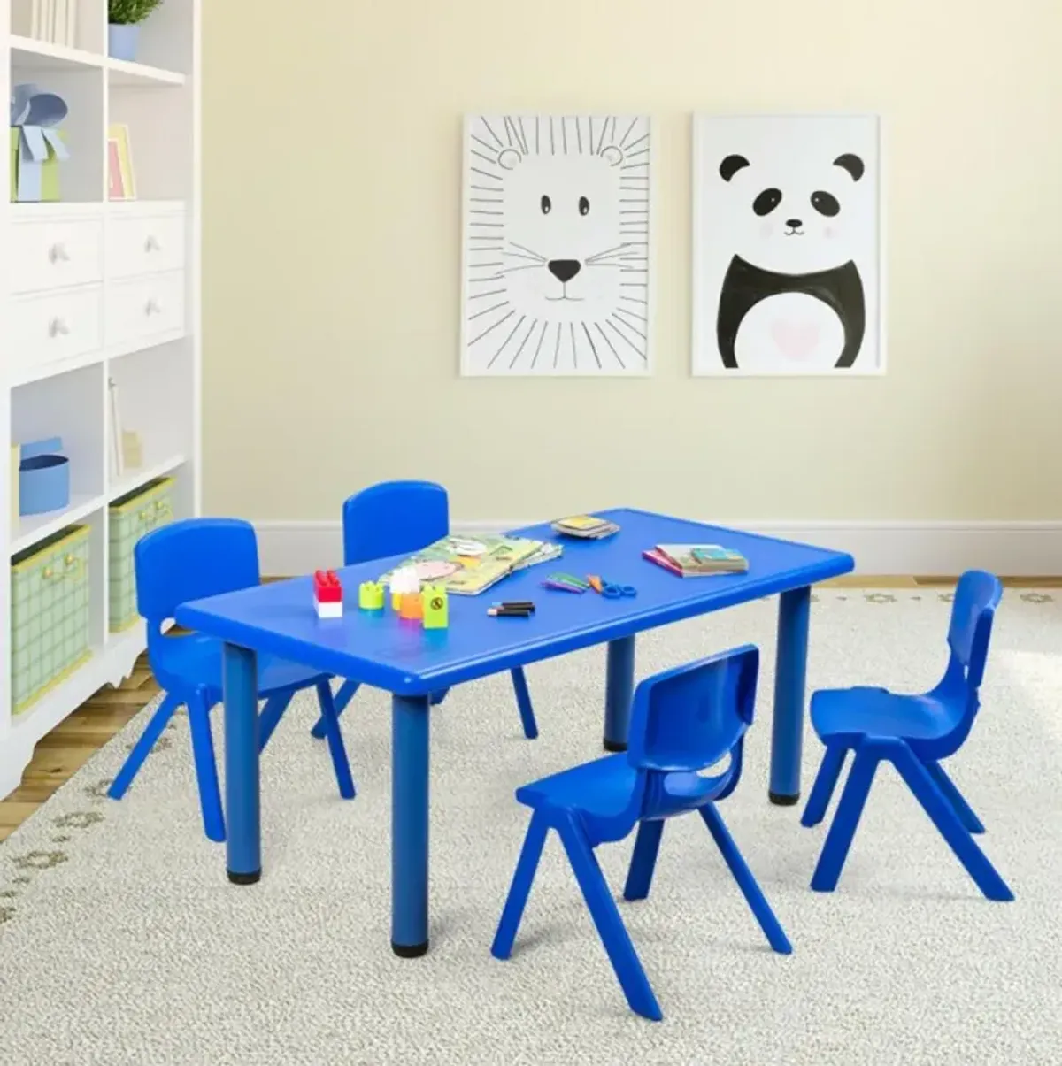 Hivvago Kids Plastic Rectangular Learn and Play Table