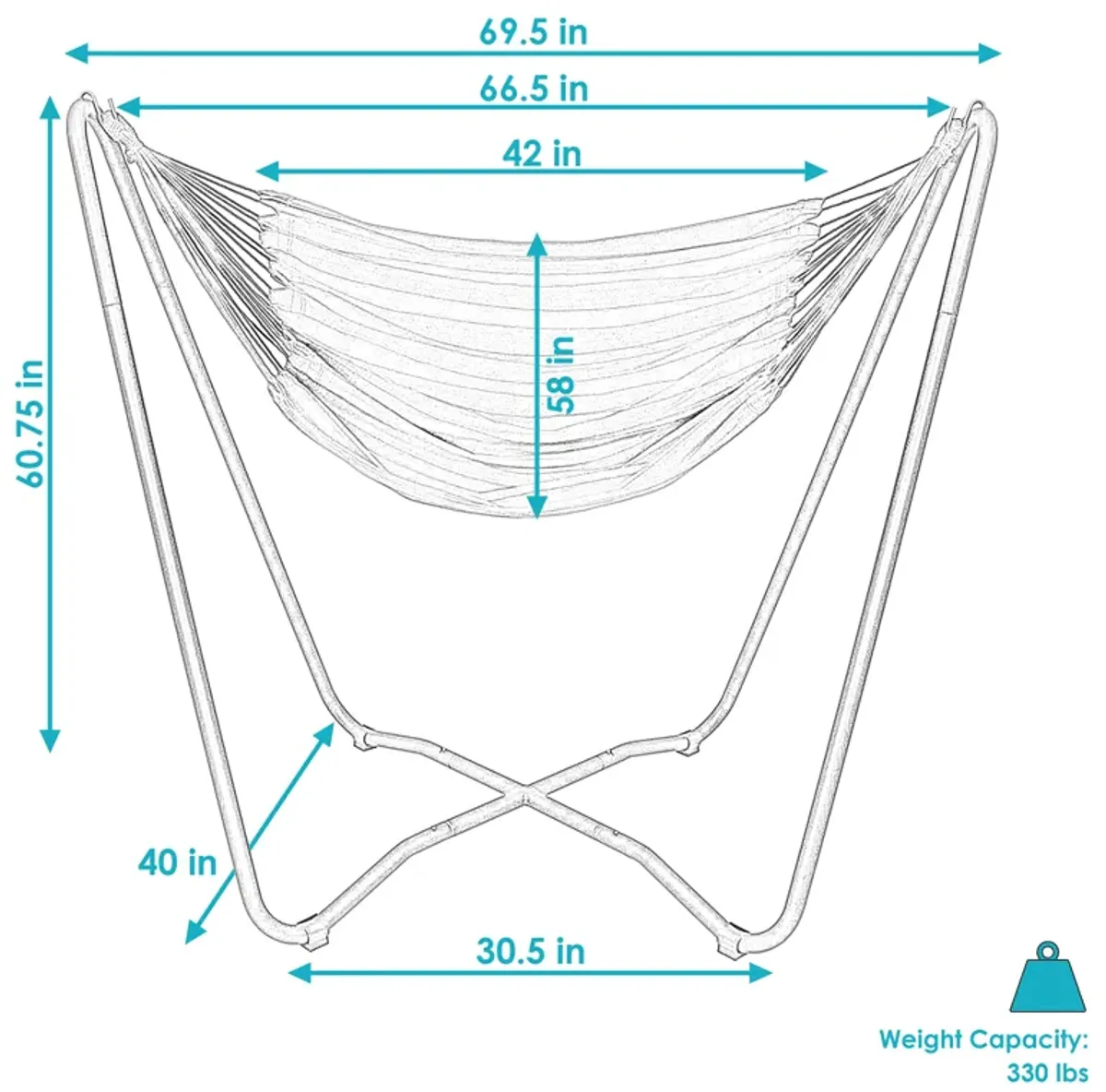 Sunnydaze Cotton Hammock Chair with Space Saving Steel Stand