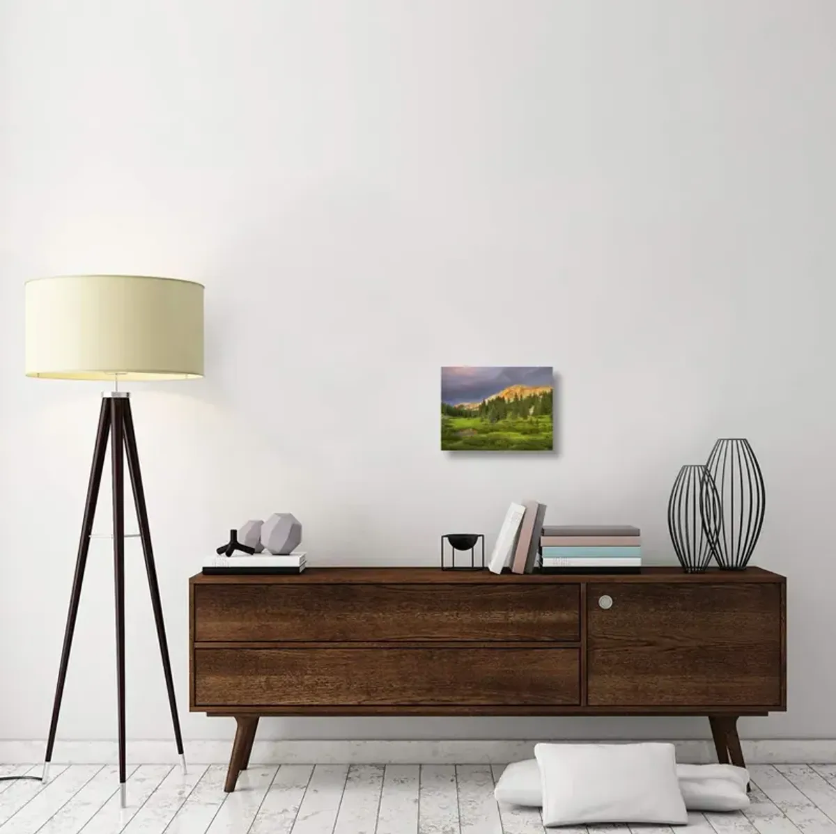 Red Mountain and pond, near Ouray, Colorado-Canvas Art-16x12