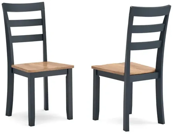 Gasy Dining Side Chair Set of 2, Dark Blue Solid Wood Brown Mango Seat - Benzara