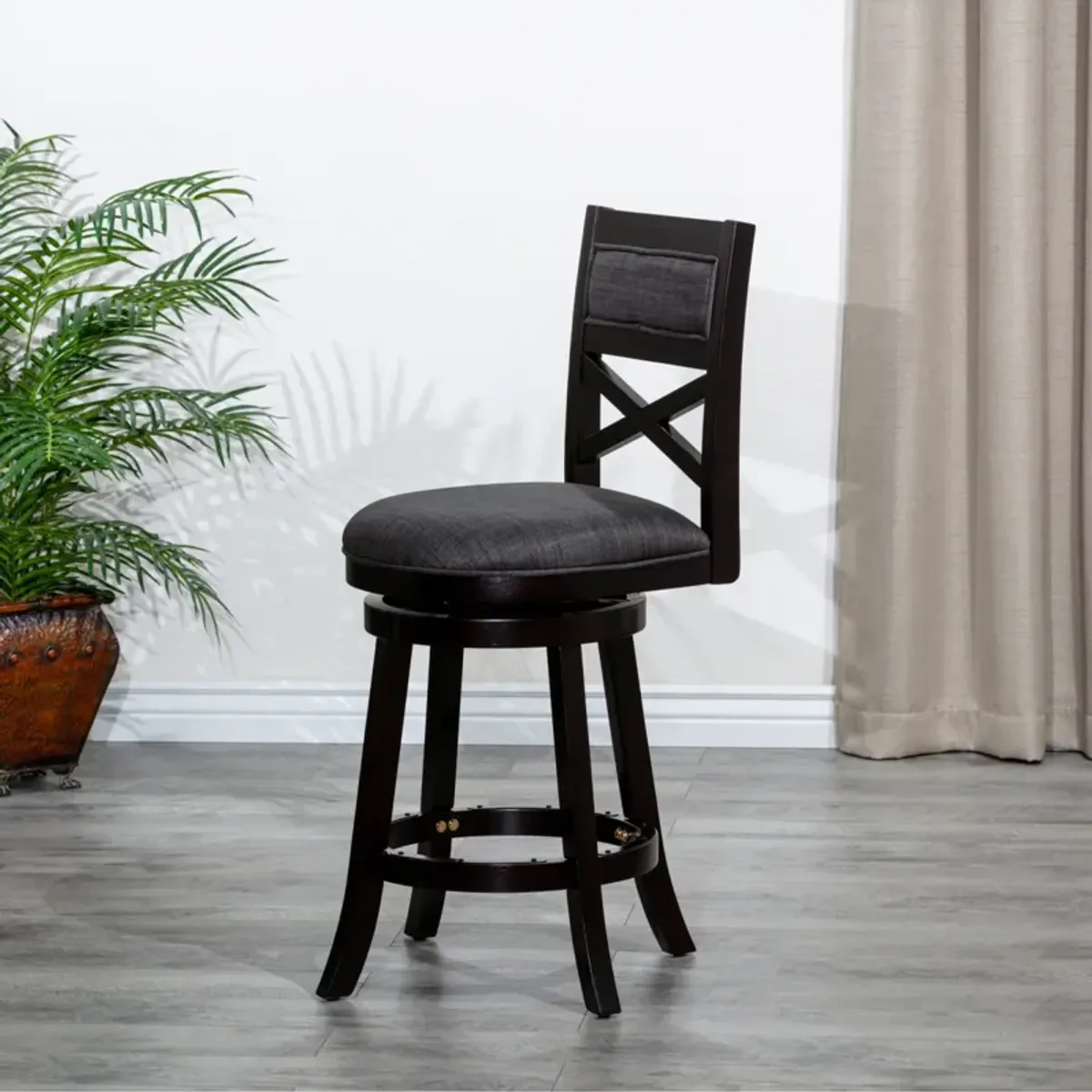 24 Counter Height X-Back Swivel Stool, Fabric Seat