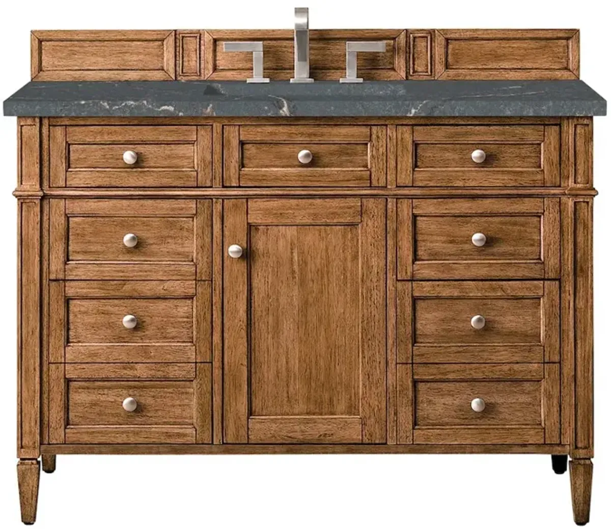 James Martin Vanities 48 Single Vanity, Saddle Brown w/ 3 CM Parisien Bleu Quartz Top