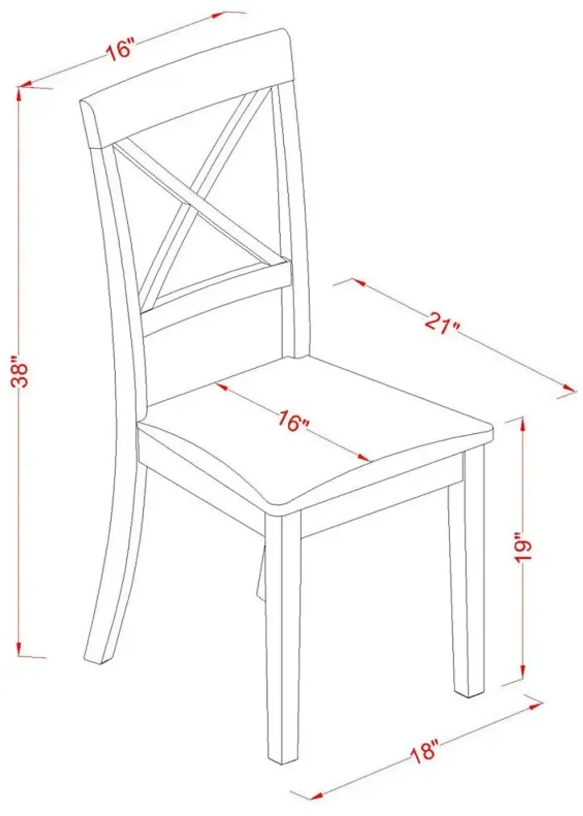 East West Furniture BOC-CAP-C Boston X-Back dining chair with Faux Leather Fabric Seat