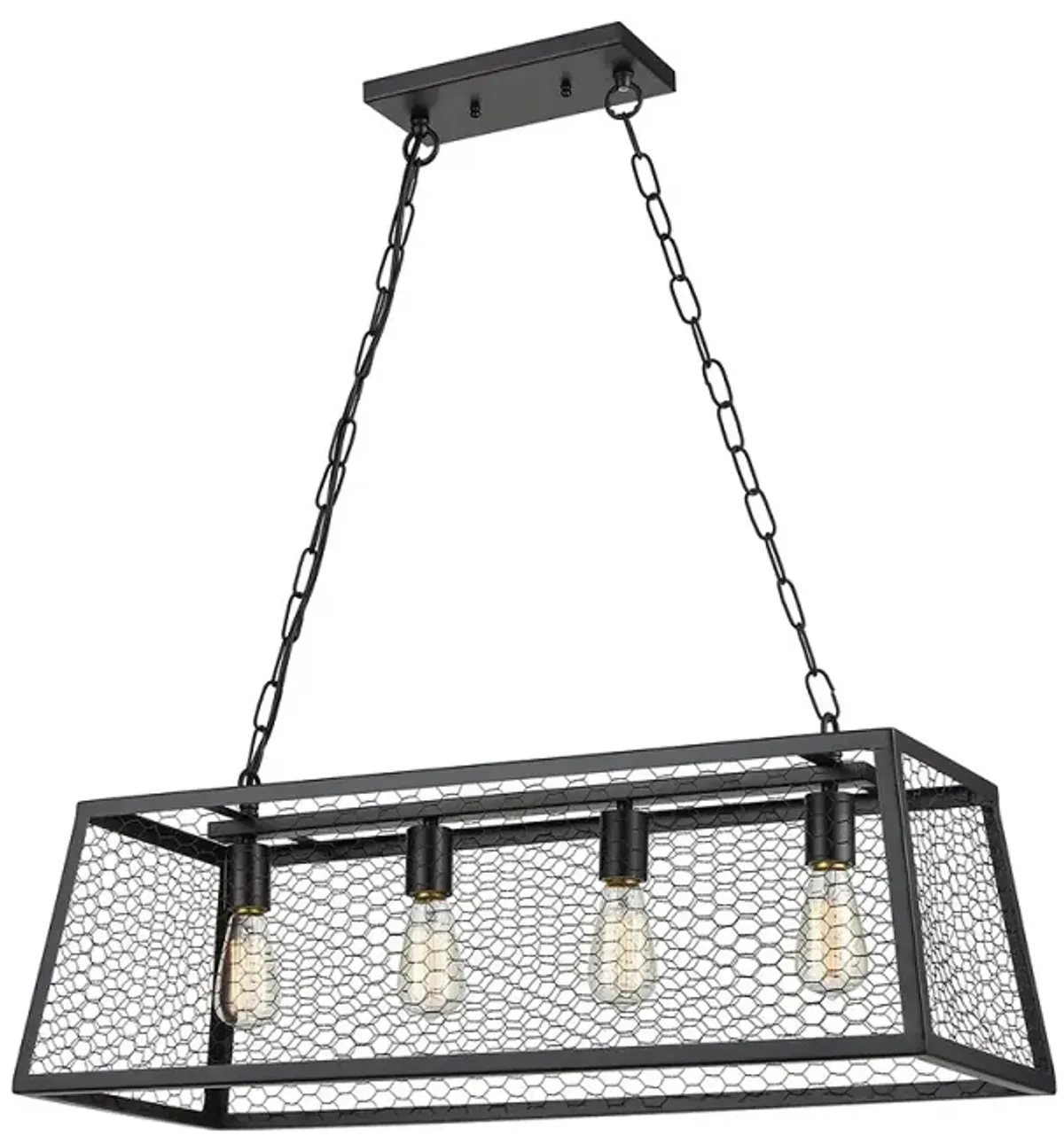 10" Black 4-Light Grange Island Light