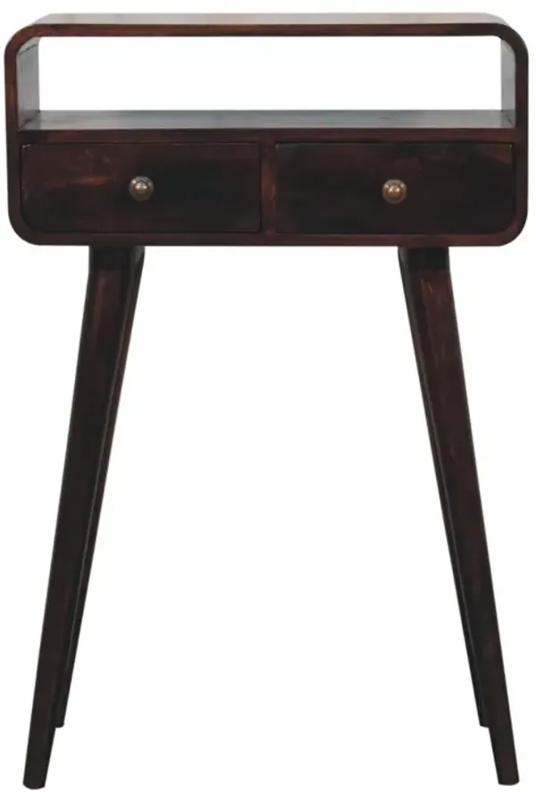 Artisan Furniture Solid Wood Mini California Walnut Curved Console Table