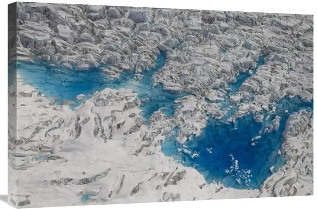Meltwater lakes on Hubbard Glacier, Wrangell-St. Elias National Park, Alaska-Canvas Art-30x20