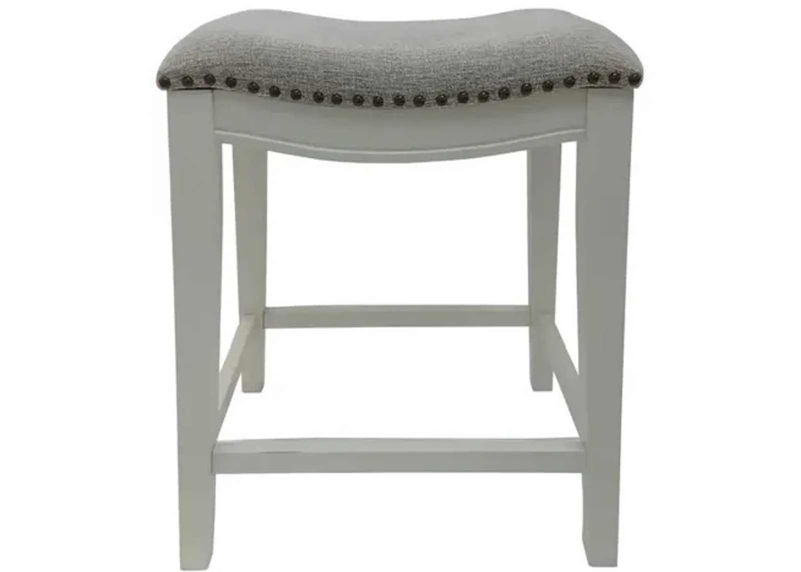 Carolina Living 25 Saddle Counter Stool - Set of 2 - Missouri White - Fawn Chenille Upholstery