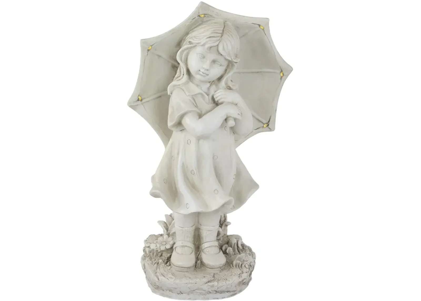 18" Solar LED Lighted Girl with Umbrella Outdoor Garden Statue