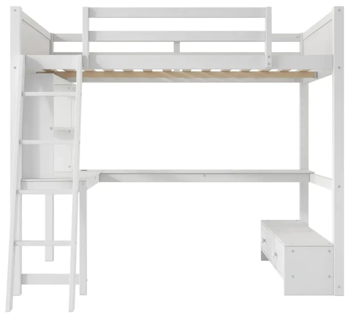 Merax Loft Bed with Desk, LED light and USB Charging Station