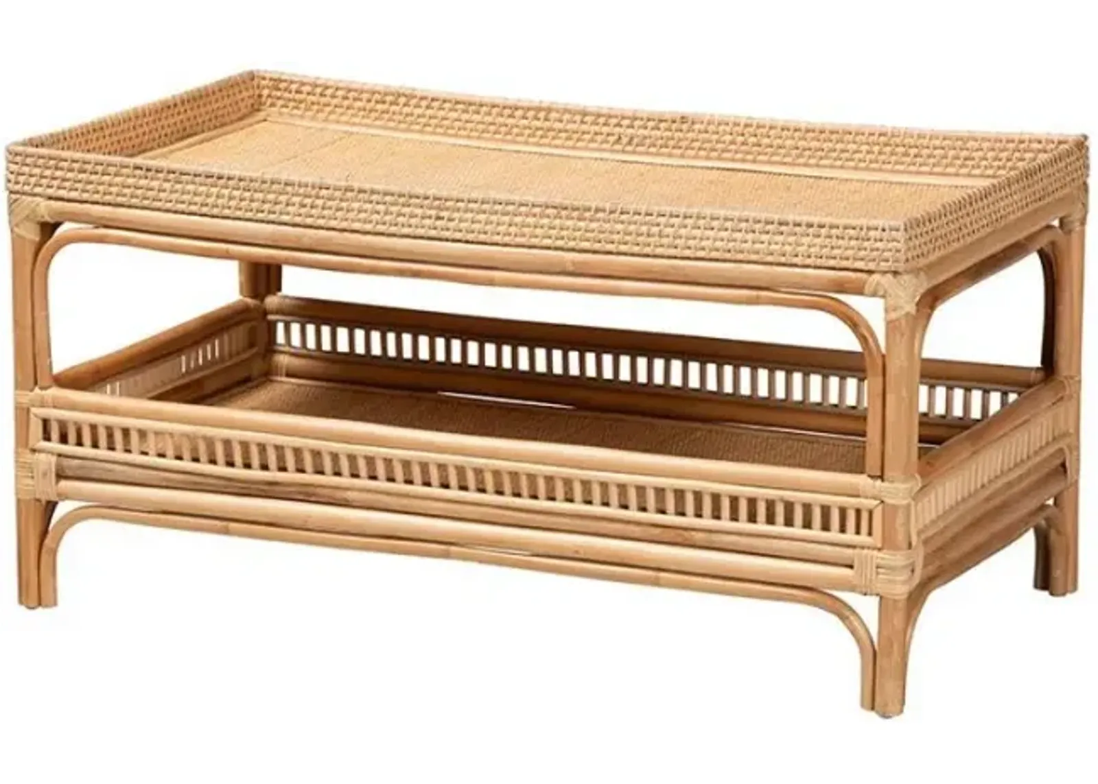 Lombok Modern Bohemian Natural Rattan Coffee Table