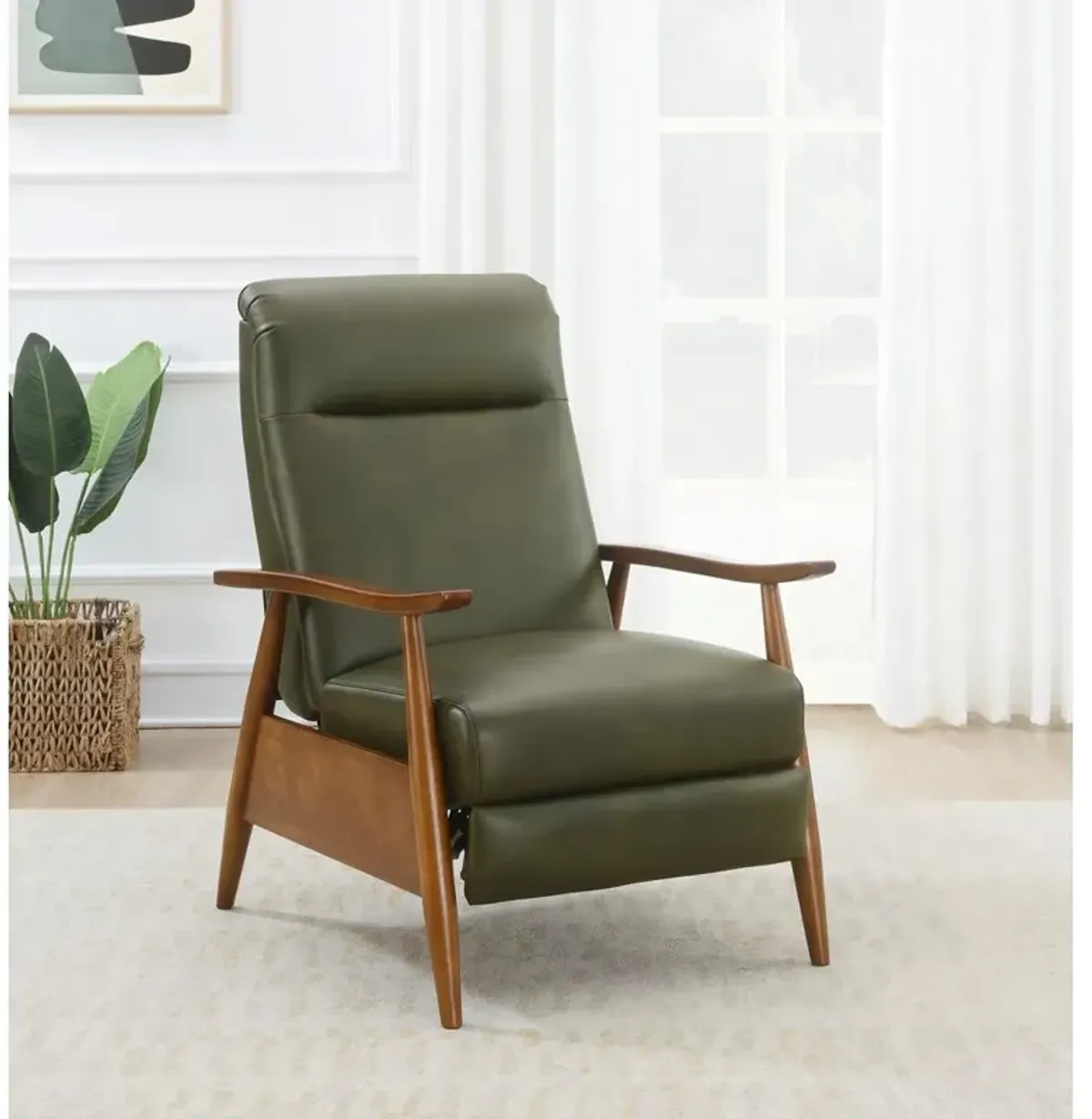 Comfort Pointe Solaris Wood Arm Push Back Recliner - Fern Green